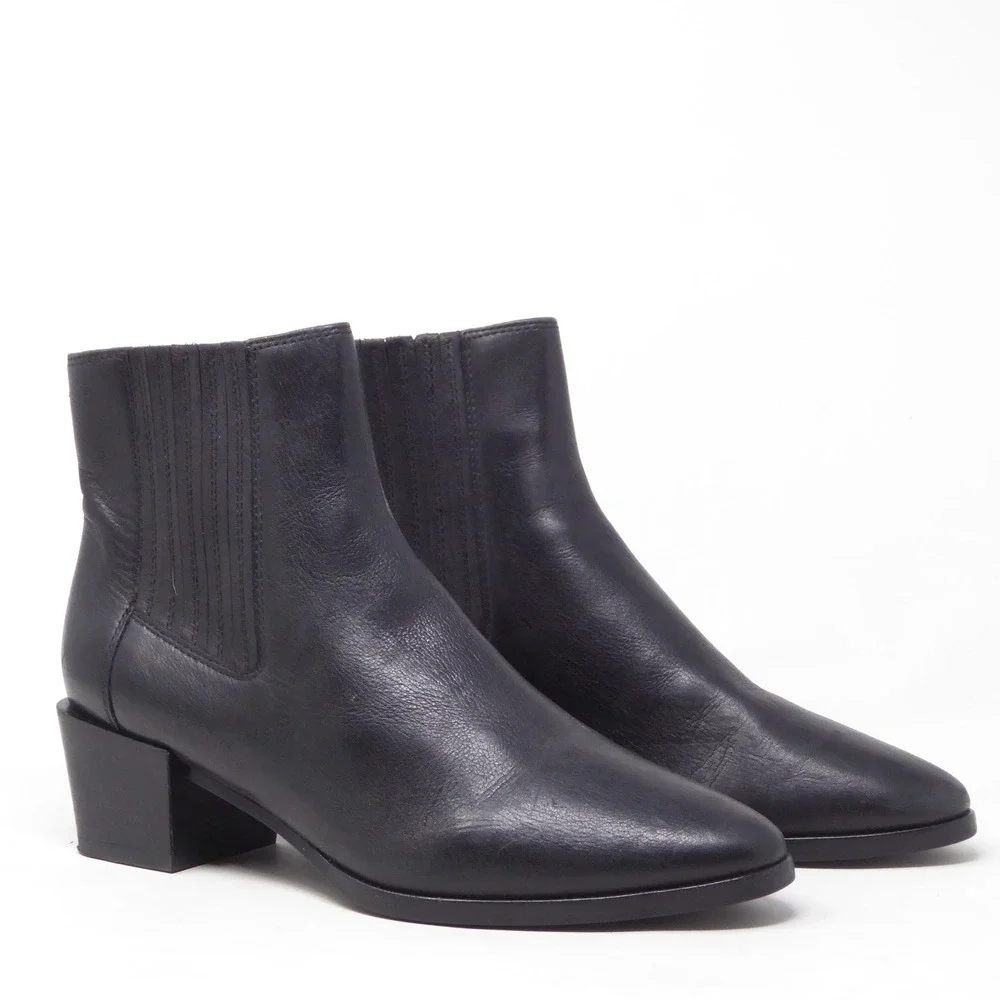 Rag & Bone Womens Rover Bootie Black Leather Pointed Toe Ankle Boots 36.5 / 6.5